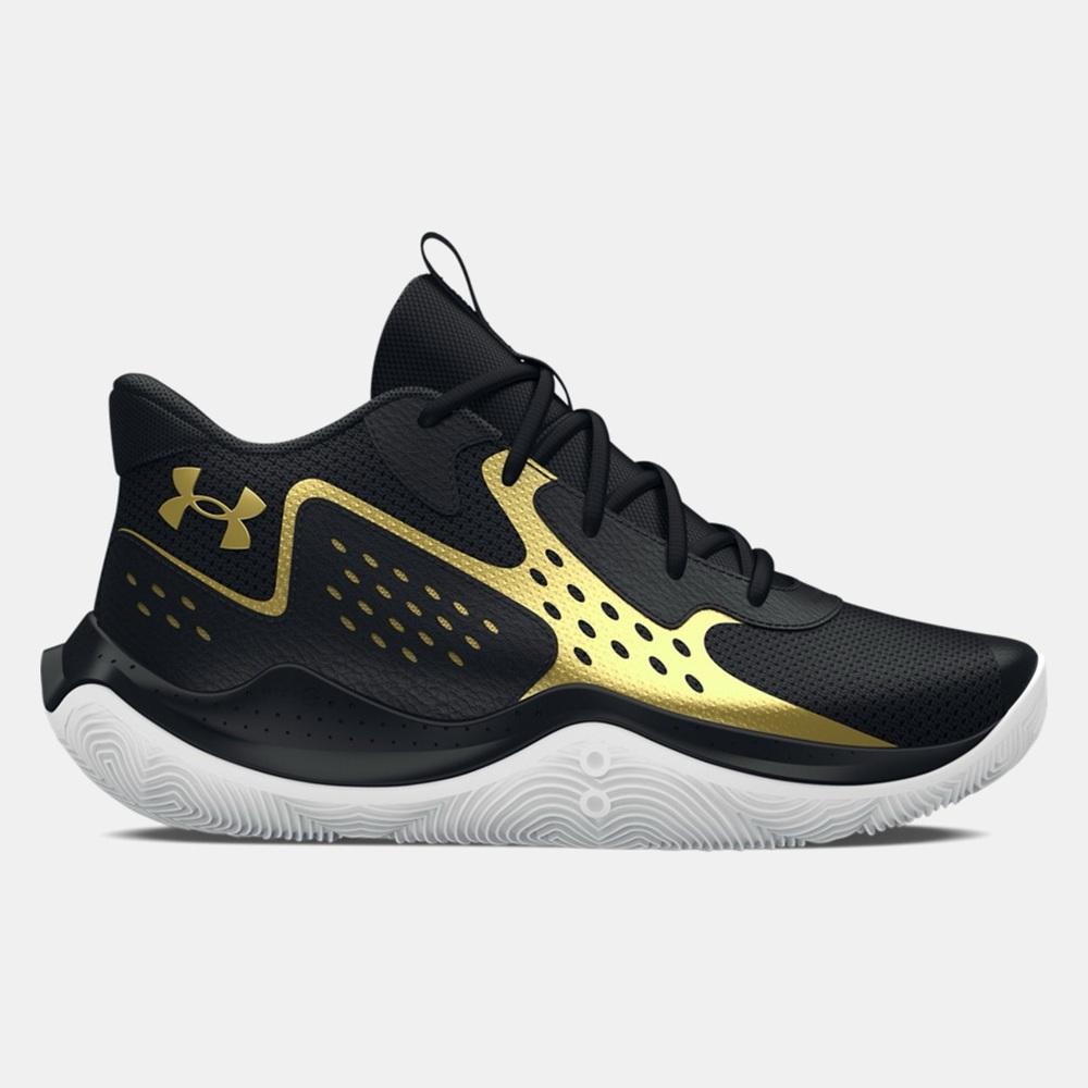 NWOT Under Armour Jet ‘23 Kids Black and Gold Basketball Shoes